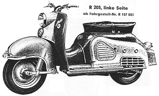 Zndapp-Ersatzteilliste Typ R203 Bella Roller mit Anlasser